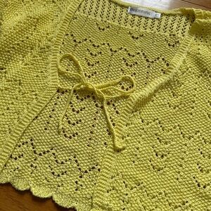 Beginning Boutique Yellow Crochet Knit Tie-Front Top - Size US 2